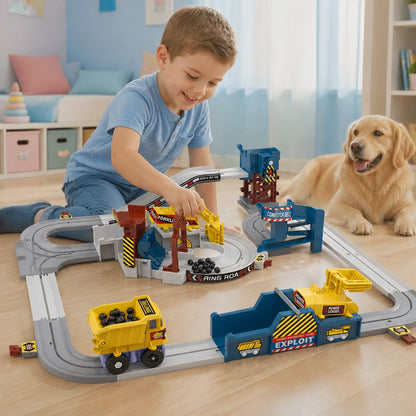 Train Set Motorized Electric With Construction Vehicles