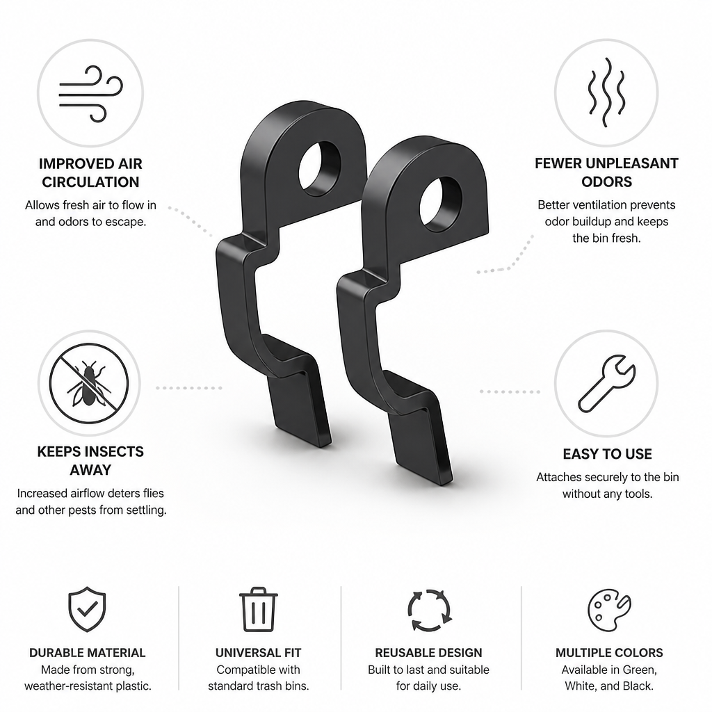 Trash Can Vent Clips Improved Airflow Set of 2