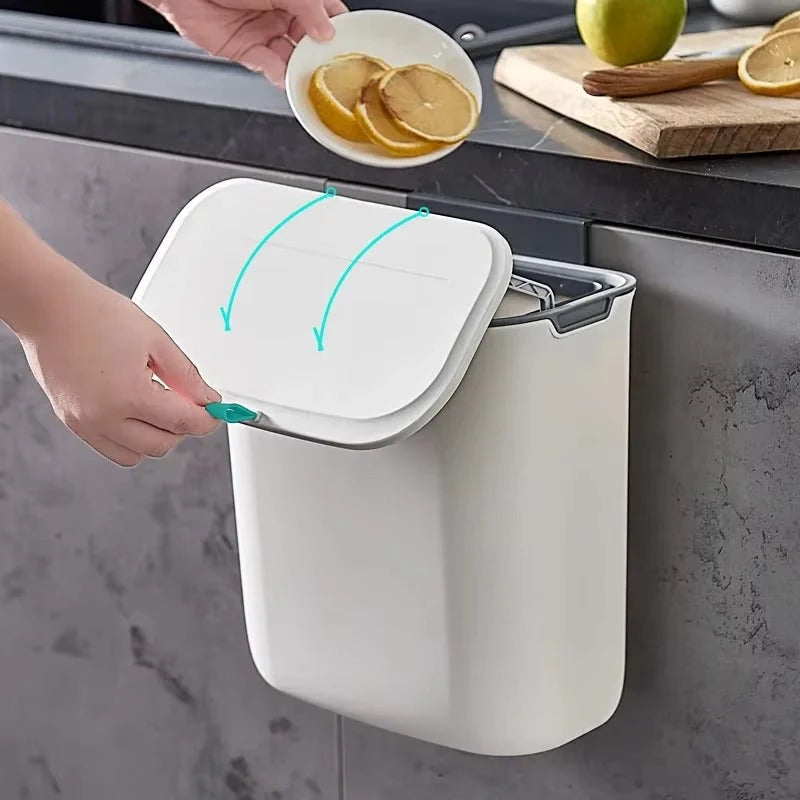 Trash Can Wall-Mounted Swing Lid Removable Bin