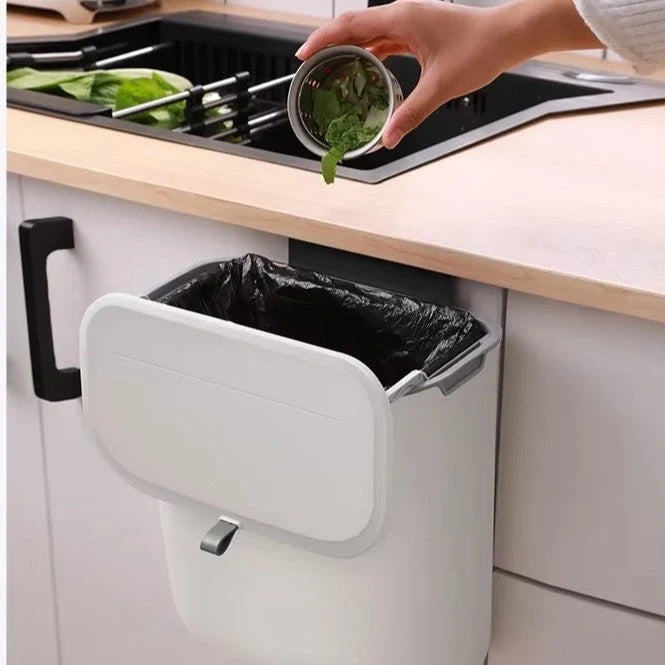 Trash Can Wall-Mounted Swing Lid Removable Bin