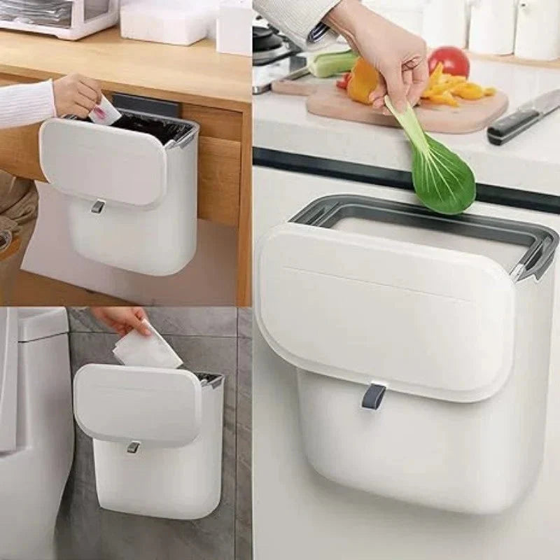 Trash Can Wall-Mounted Swing Lid Removable Bin