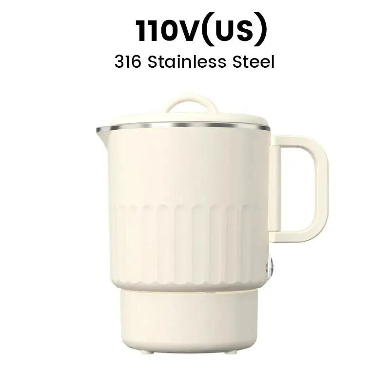 Travel Electric Kettle Foldable Double-Walled Stainless Steel 800ml