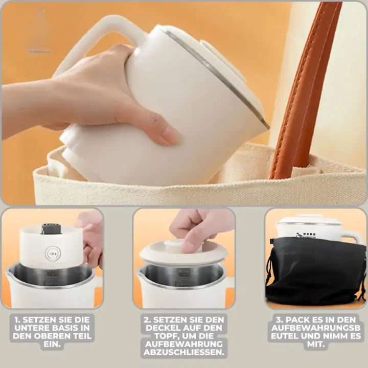 Travel Electric Kettle Foldable Double-Walled Stainless Steel 800ml