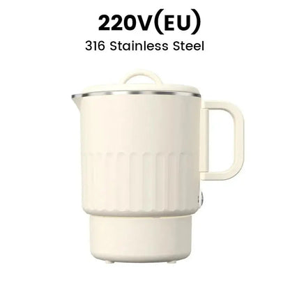 Travel Electric Kettle Foldable Double-Walled Stainless Steel 800ml