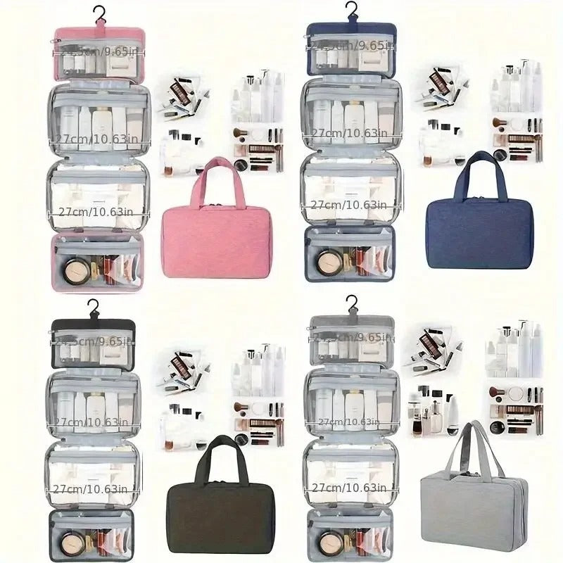 Travel Hanging Toiletry Bag Waterproof Polyester Four Compartments
