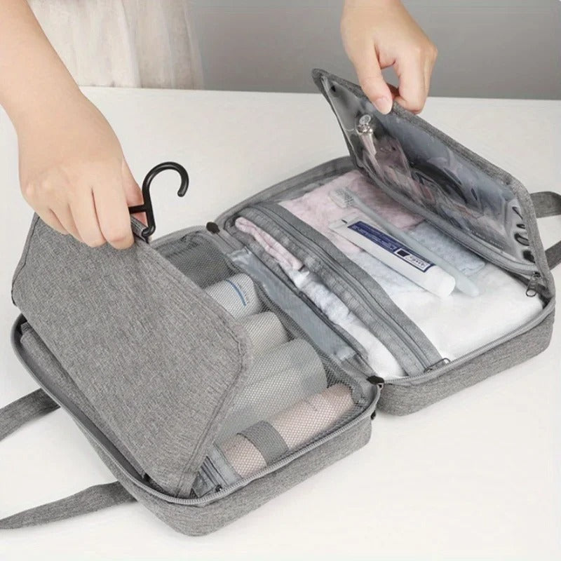 Travel Hanging Toiletry Bag Waterproof Polyester Four Compartments