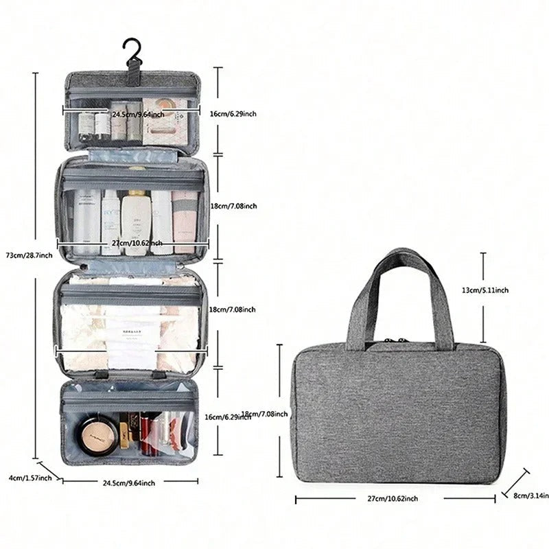 Travel Hanging Toiletry Bag Waterproof Polyester Four Compartments