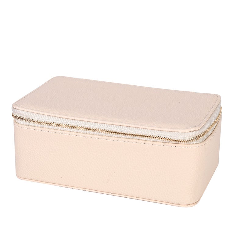 Travel Jewelry Case 12 Clear Zipper Compartments Faux Leather