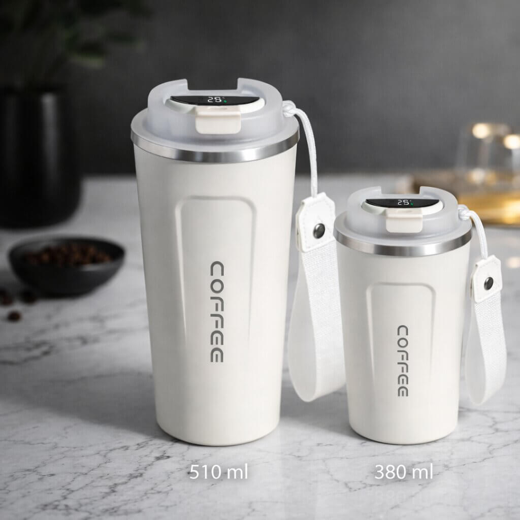 Travel Mug Digital Temp Lid Leak-Proof Vacuum-Insulated