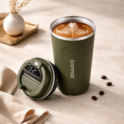 Travel Mug Digital Temp Lid Leak-Proof Vacuum-Insulated