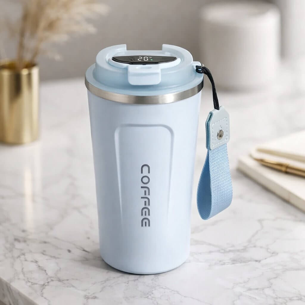 Travel Mug Digital Temp Lid Leak-Proof Vacuum-Insulated
