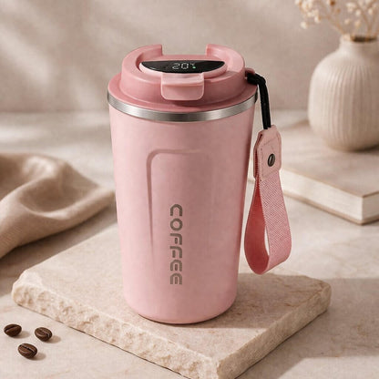 Travel Mug Digital Temp Lid Leak-Proof Vacuum-Insulated