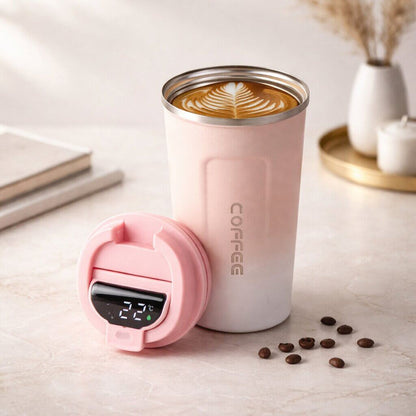 Travel Mug Digital Temp Lid Leak-Proof Vacuum-Insulated