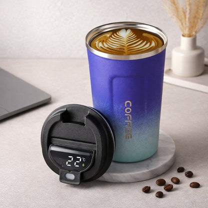 Travel Mug Digital Temp Lid Leak-Proof Vacuum-Insulated