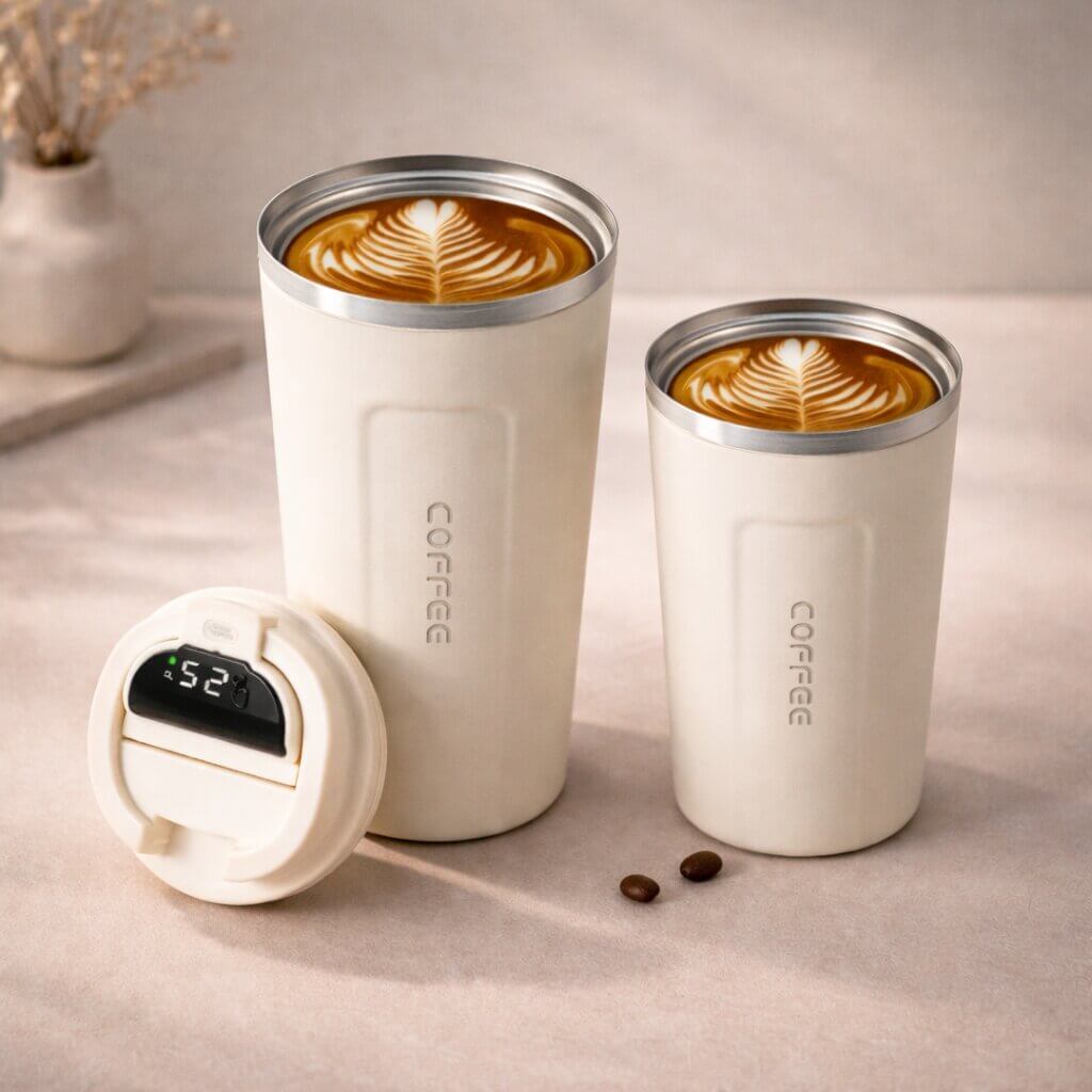 Travel Mug Digital Temp Lid Leak-Proof Vacuum-Insulated