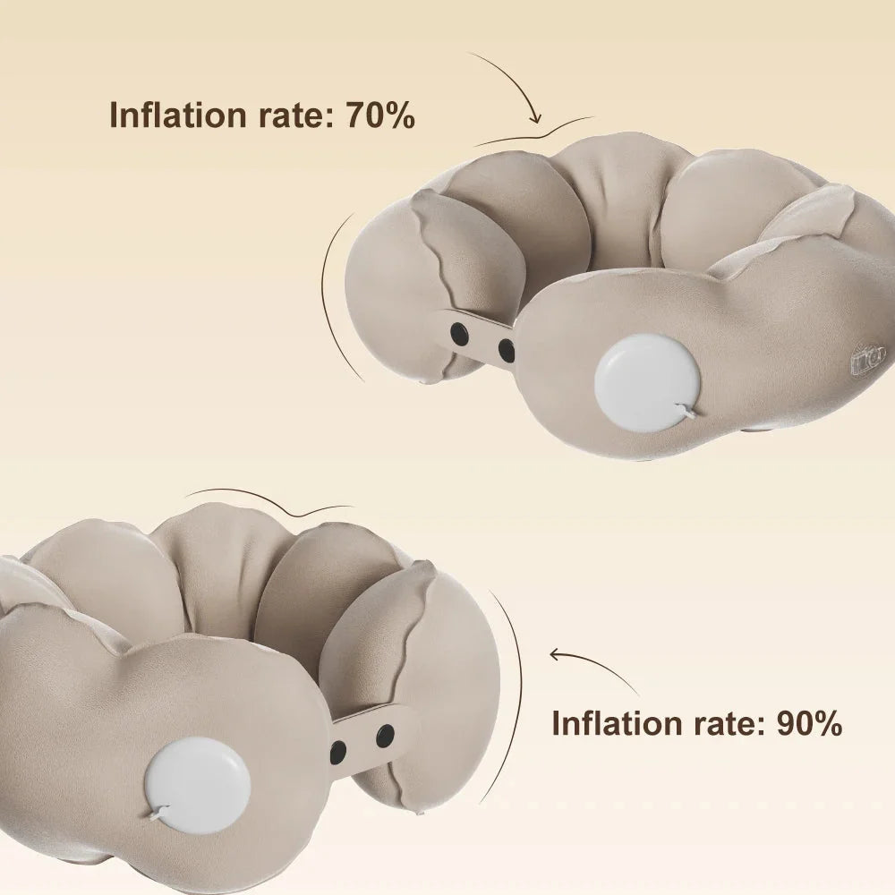Travel Neck Pillow Built-In Pump & Adjustable Firmness