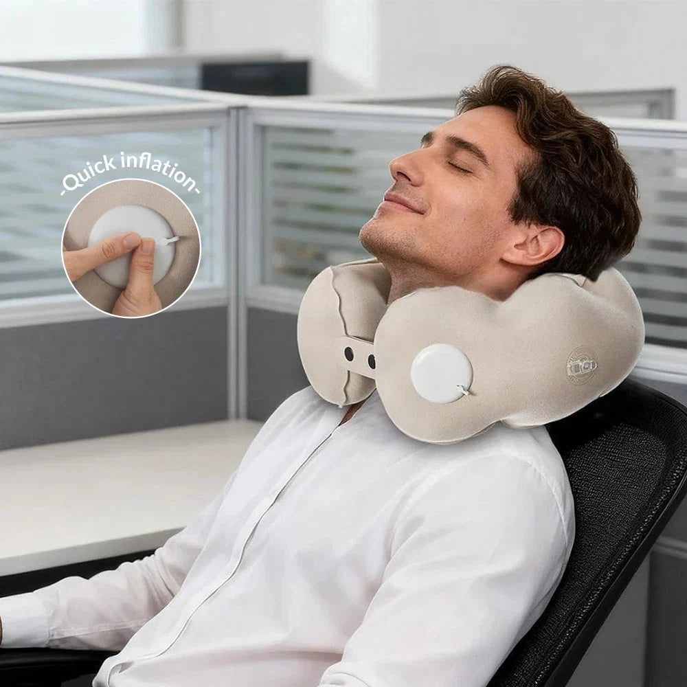 Travel Neck Pillow Built-In Pump & Adjustable Firmness