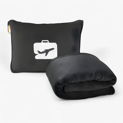 Travel Pillow & Blanket Set Ultra-Soft Plush Zippered Bag