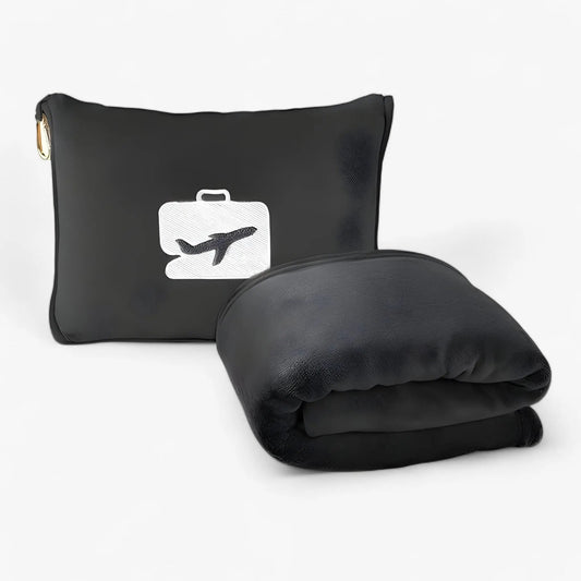 Travel Pillow & Blanket Set Ultra-Soft Plush Zippered Bag