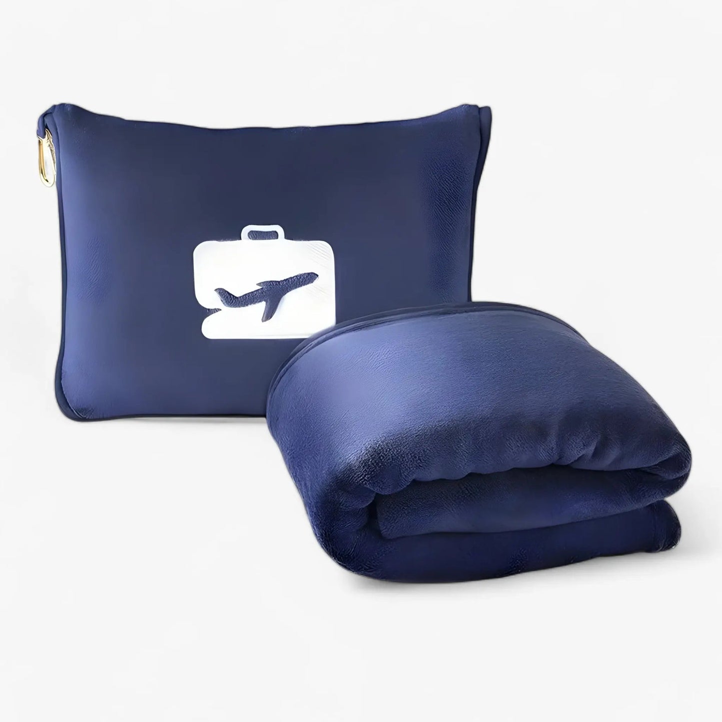 Travel Pillow & Blanket Set Ultra-Soft Plush Zippered Bag