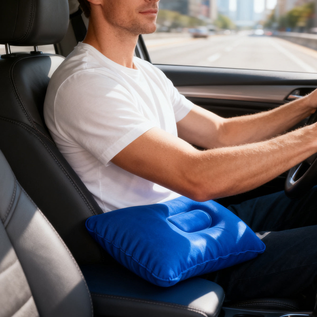 Travel Pillow Set Inflatable Neck & Lumbar Flocked