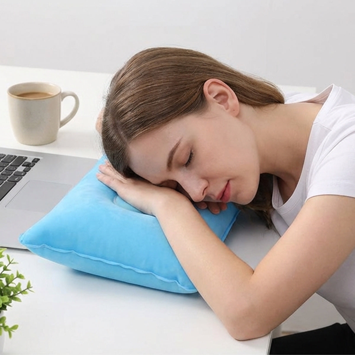 Travel Pillow Set Inflatable Neck & Lumbar Flocked