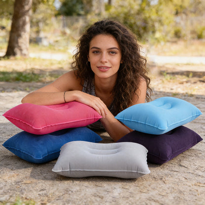 Travel Pillow Set Inflatable Neck & Lumbar Flocked