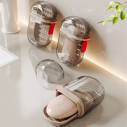 Travel Soap Case Transparent Drainage Grid & Leak-Proof Closure