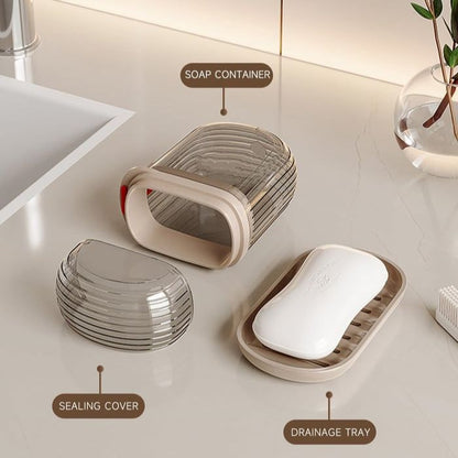 Travel Soap Case Transparent Drainage Grid & Leak-Proof Closure