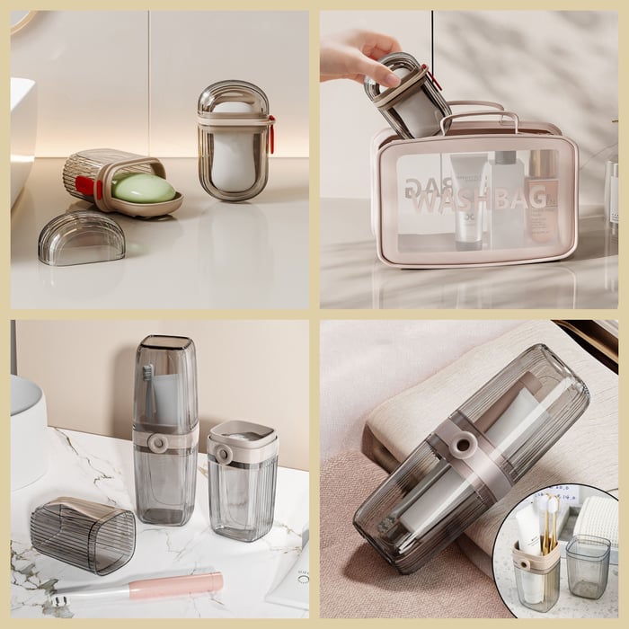Travel Soap Case Transparent Drainage Grid & Leak-Proof Closure