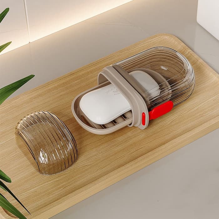 Travel Soap Case Transparent Drainage Grid & Leak-Proof Closure