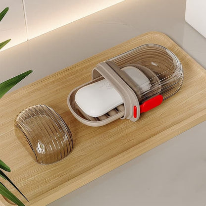 Travel Soap Case Transparent Drainage Grid & Leak-Proof Closure