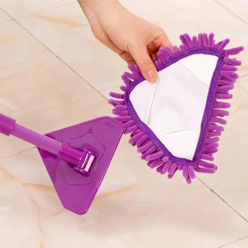 Triangle Floor Mop 180 Degree Rotating Head Chenille Pad
