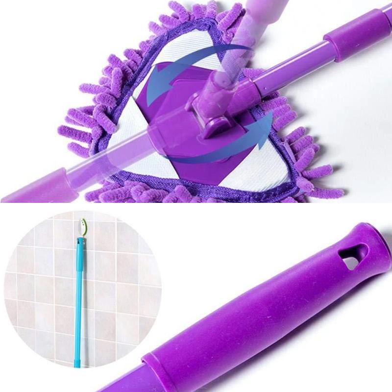 Triangle Floor Mop 180 Degree Rotating Head Chenille Pad