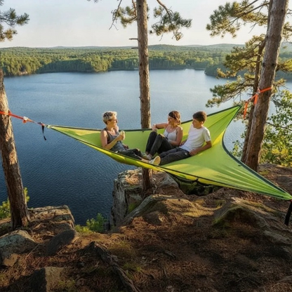 Triangular Camping Hammock 3-Point Nylon Seats Three