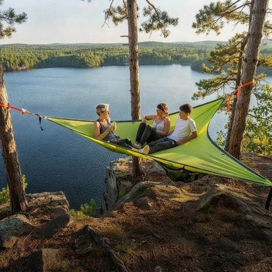 Triangular Camping Hammock 3-Point Nylon Seats Three