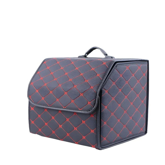 Trunk Organizer Foldable Quilted Faux Leather Reinforced Panels
