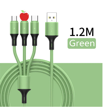 USB Charging Cable 3-In-1 Multi-Connector Fast Charging & Tangle-Free