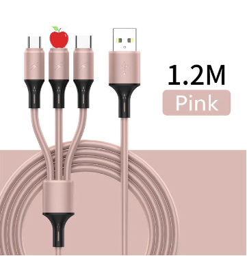 USB Charging Cable 3-In-1 Multi-Connector Fast Charging & Tangle-Free