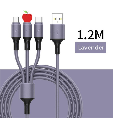 USB Charging Cable 3-In-1 Multi-Connector Fast Charging & Tangle-Free