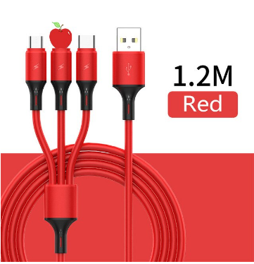 USB Charging Cable 3-In-1 Multi-Connector Fast Charging & Tangle-Free