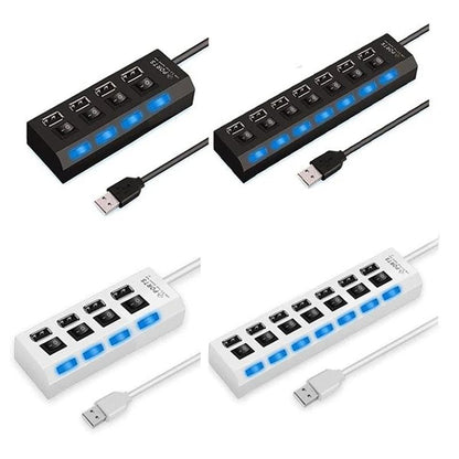 USB Hub Per-Port On/Off Switches Blue LED