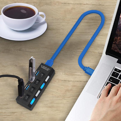 USB Hub Per-Port On/Off Switches Blue LED