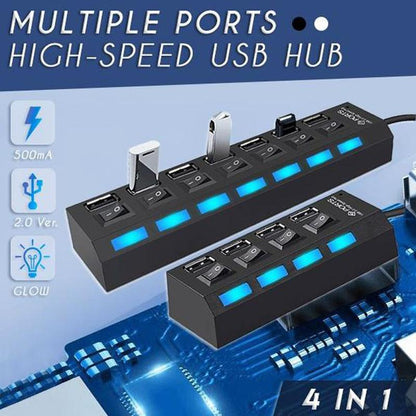 USB Hub Per-Port On/Off Switches Blue LED