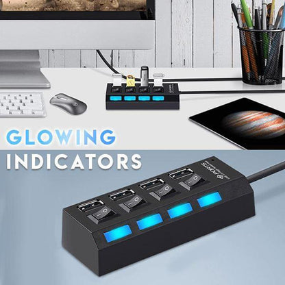 USB Hub Per-Port On/Off Switches Blue LED