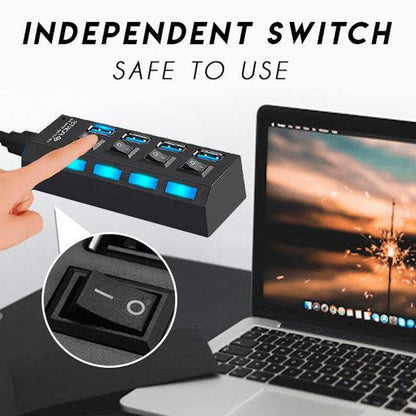 USB Hub Per-Port On/Off Switches Blue LED