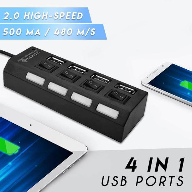 USB Hub Per-Port On/Off Switches Blue LED