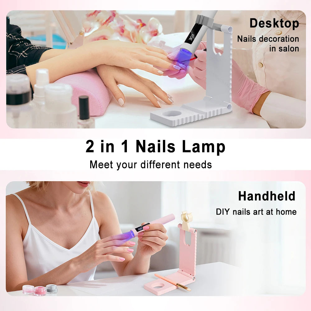 UV Nail Curing Pen USB Rechargeable Foldable Stand