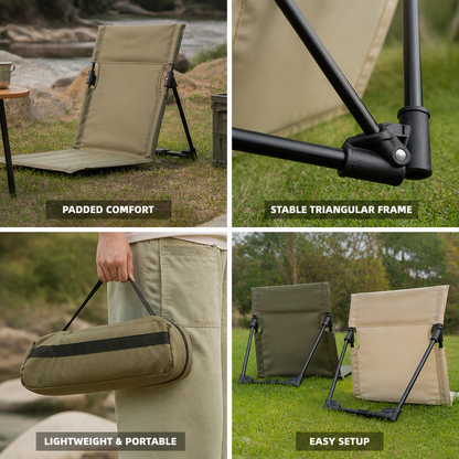 Ultralight Padded Triangular Aluminum Frame Camping Folding Chair
