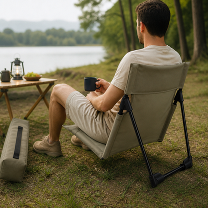 Ultralight Padded Triangular Aluminum Frame Camping Folding Chair